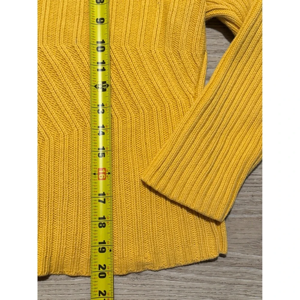 Liz Claiborne Lizsport Petite‎ Yellow Cotton Ribbed Knit Sweater Medium